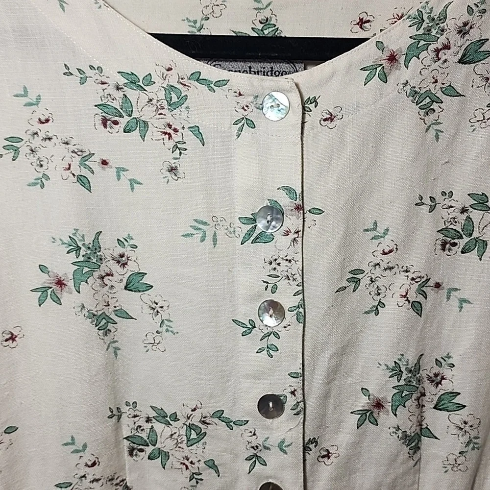 Stonebridge Size 10 100% Linen Off White Button Up Blouse Vintage - Picture 3 of 7